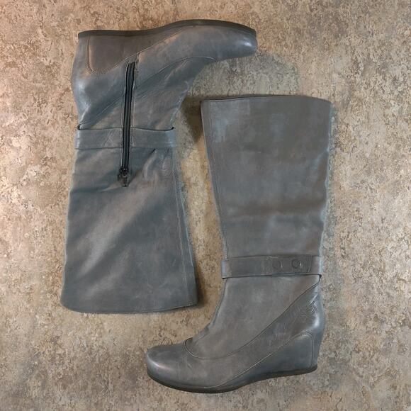 Otot Long Boots Womens 6.5 M Blue Gray Leather Pull On Western City - Picture 1 of 8